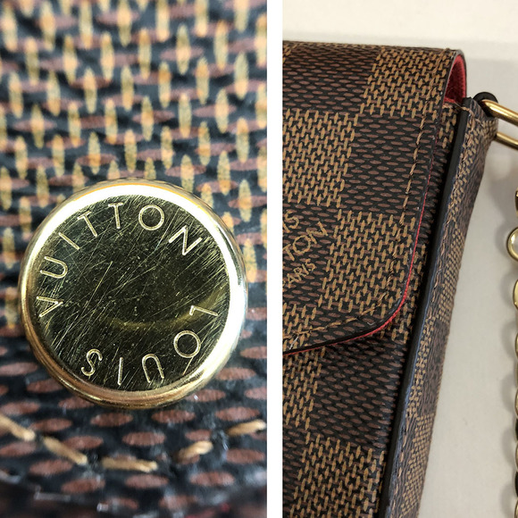 Louis Vuitton Pochette Damier Ebene Chain Wallet Brown Shoulder Bag - Picture 7 of 7